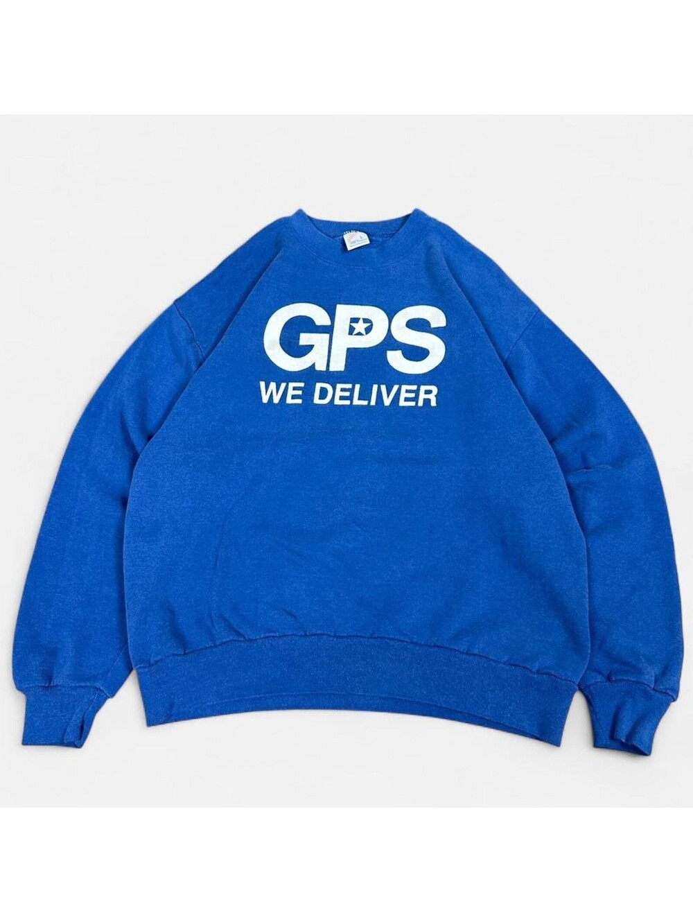 Vintage Blue GPS We Deliver global postal service sweatshirt Men Large crewneck
